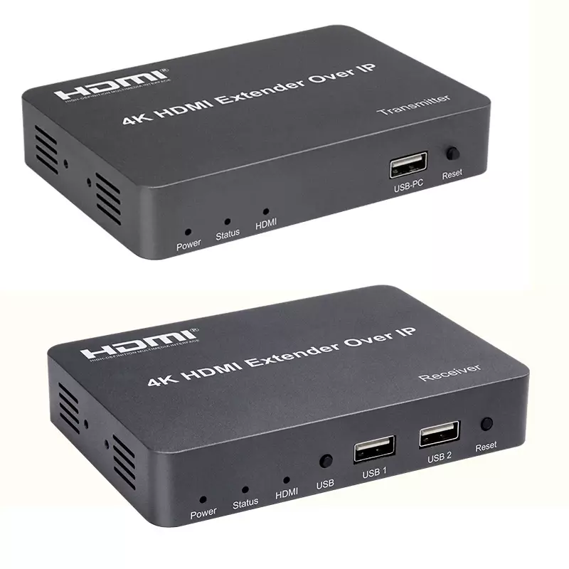 4K 150m IP HDMI USB KVM Extender Splitter trasmettitore Video ricevitore su Cat5e Cat6 Rj45 cavo Ethernet compressione Lossless