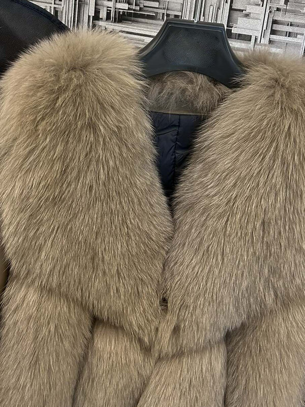 Abrigo corto de piel con solapa, cárdigan holgado con diseño de empalme, cálido y cómodo, novedad de invierno, 2023, 1213