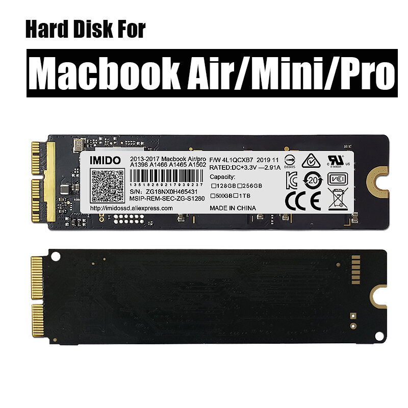 Mac PleAir-Disque dur interne SSD, 2017 Go, 256 Go, 128 Go, 1 To, livré avec un lecteur U et des kits d'installation, également pour A1466, Pro A1502, A1398