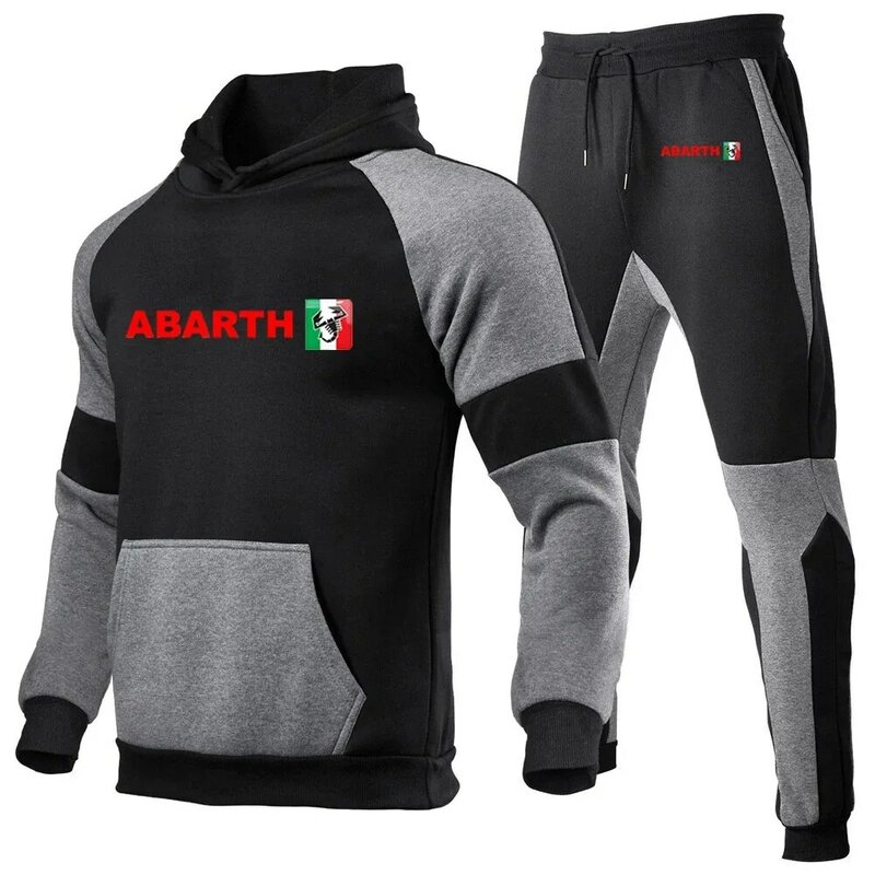 2024 Abarth wiosenna i jesienna męska wysokiej jakości moda rozrywka drukowanie dopasowana kolorystycznie bluza z kapturem + spodnie dresowe nowy garnitur Stly