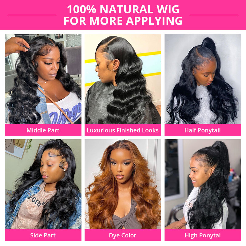 250 Density 30 40 Inch 13x6 13x4 Transparent HD Lace Frontal Body Wave Wigs Human Hair Remy 360 Full Lace Front Wig For Women