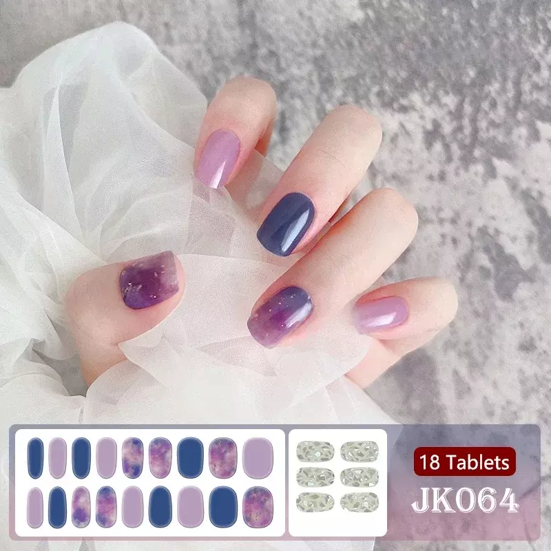 Easy DIY Semi Cured Gel Nail Strips Patch  Adhesive Manicure Decor Long Lasting Design Gel Nail Sticker UV Lamp Need