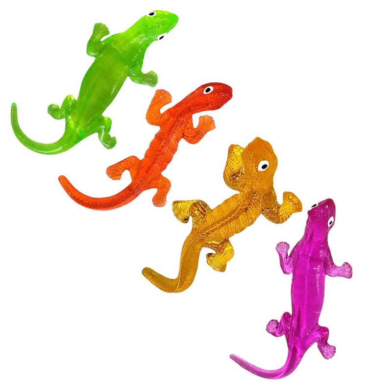 4 buah mainan kadal realistis lengket karet lembut mainan elastis Playthings