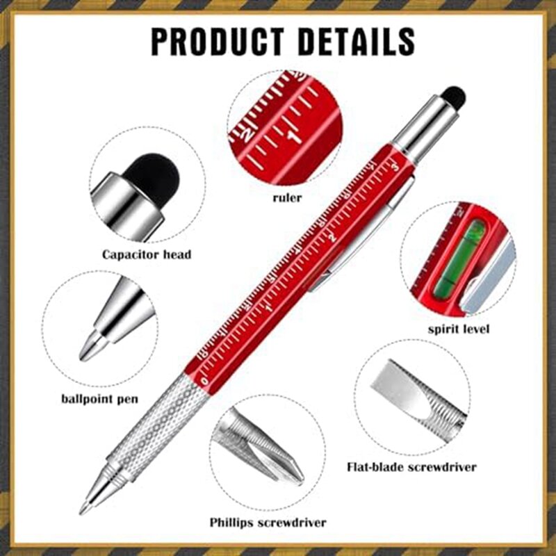 Подарочный набор ручек для мужчин, 6 в 1, многофункциональный инструмент, ручка, рождественские подарки для папы, многофункциональная ручка, прочная