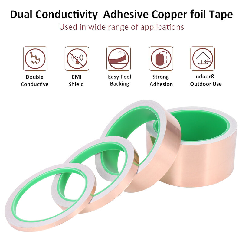 Double Sided Copper Foil Tape for EMI Shielding Conductive Adhesive for Electrical Repairs,Snail Barrier Tape Guitar