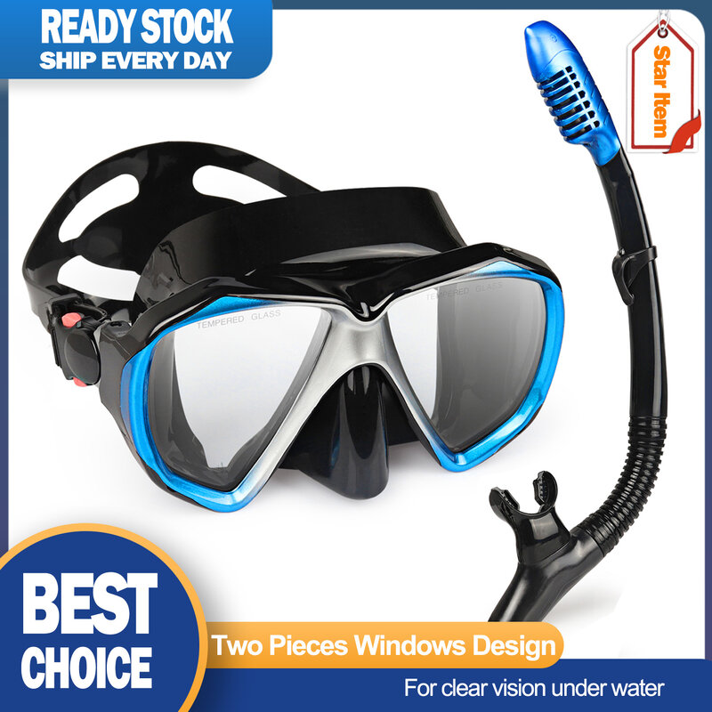 Exp visão snorkel seco conjunto de mergulho anti-nevoeiro panorâmica máscara de mergulho para snorkeling, natação, mergulho para adultos