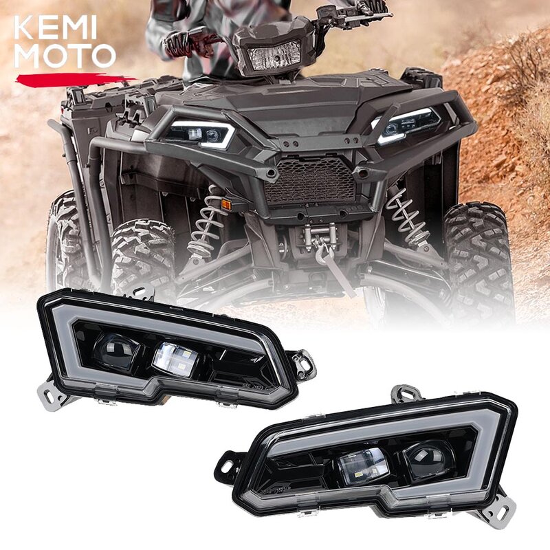 KEMIMOTO-Kits de luces delanteras LED para ATV, compatibles con Polaris Sportsman 2884859, 450, 570, Scrambler XP 850 S, 1000-2017, #2023