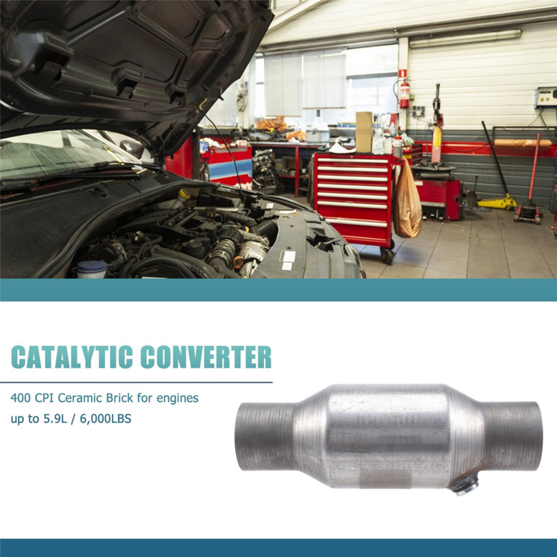 1Pcs 2.5inch Spun Universal Catalytic Converter High Flow Stainless Steel 425250 Exhaust Catalytic Converter