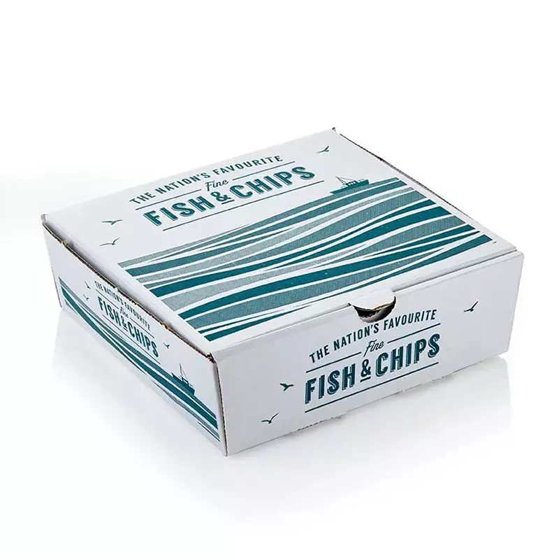 Kunden spezifisches Produkt2023 kunden spezifisch bedrucktes Wellpappe fisch und-chips zum Mitnehmen Versand karton Fast-Food-Burger-Pizza-Verpackungs box