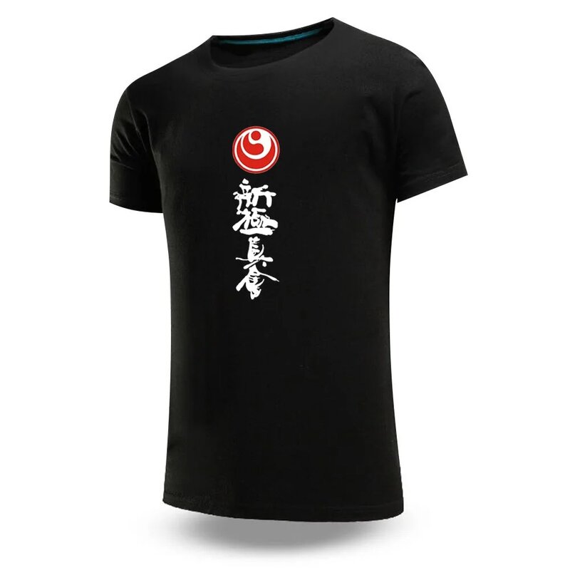 Karatê Kyokushin masculino camiseta com gola redonda, alta qualidade, confortável, normal, tops de manga curta, estampada casual, verão