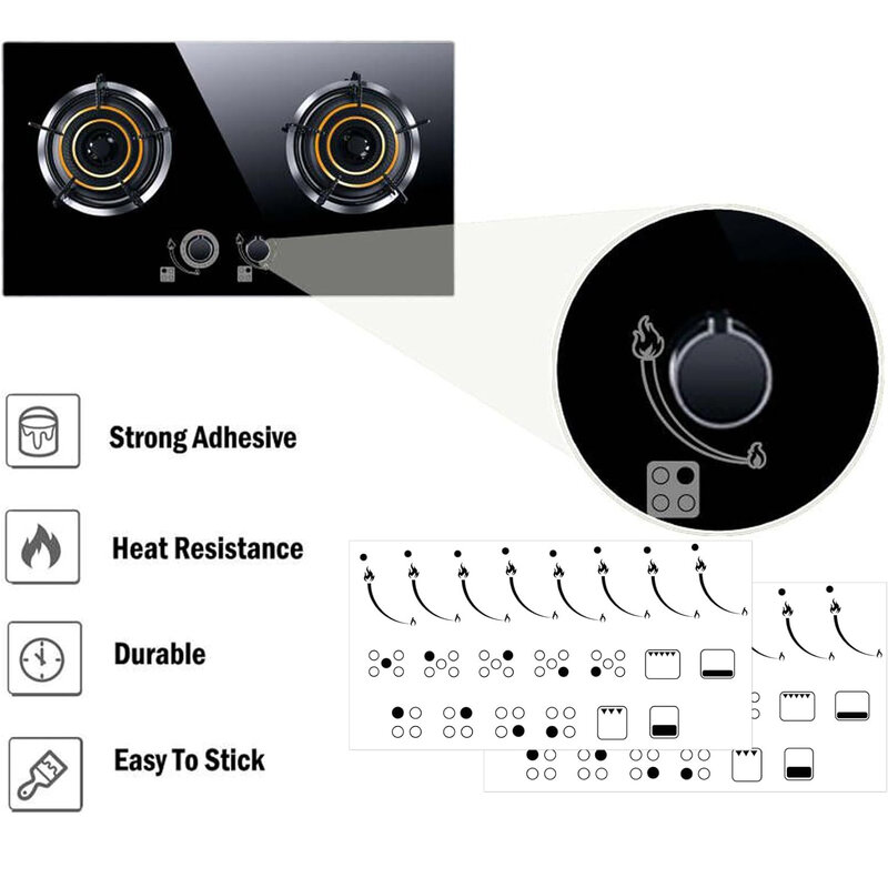 2 Stuks Vlam Aanduiding Stickers Vlam Indicators Ring Fornuis Labels Oven Vervanging Zelfklevende Knop Symbolen Kookplaat Kookplaat