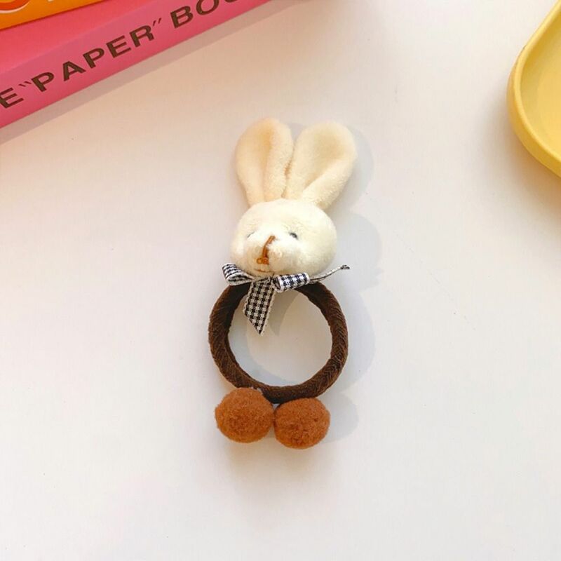 Koreański styl niedźwiedź gumka do włosów uchwyt na kucyk pluszowy królik opaska do włosów wysoka elastyczna gumka uroczy opaska do włosów