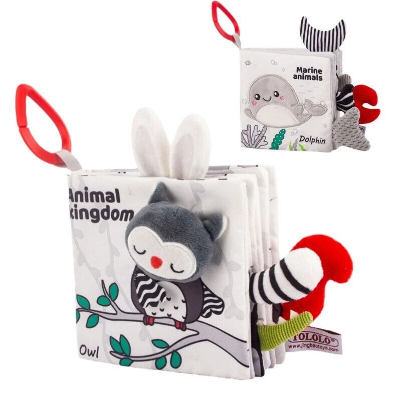 Sensorial Brinquedos Educativos para Bebês, Recém-nascido Infantil Bed Sticker Books, Animal Giraffe Cloth Book, Crib Bumper, 0-12 meses