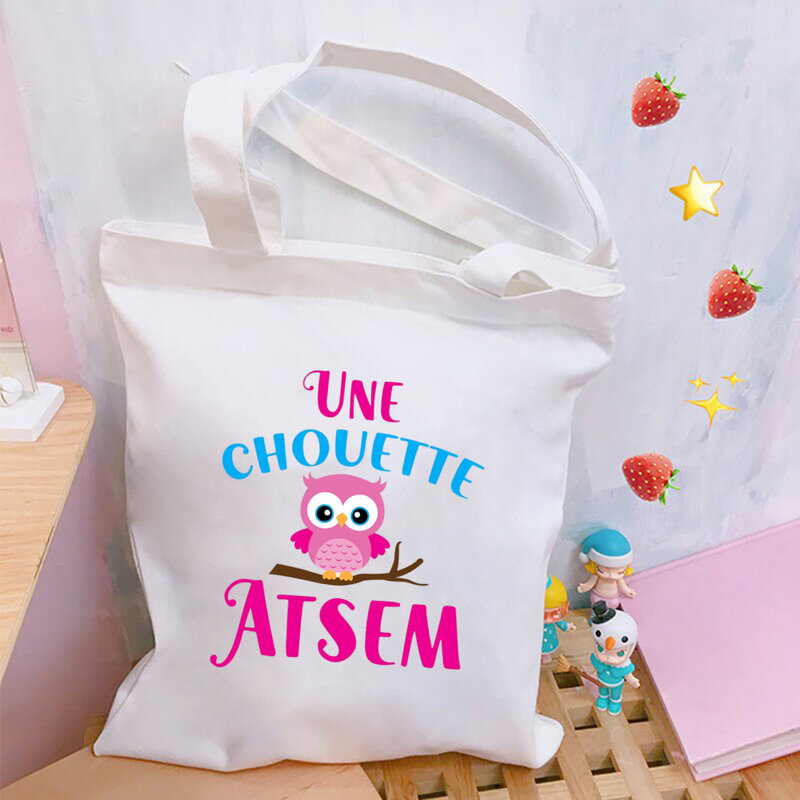 ATSEM Letter Print Tote Bag Large Capacity Shoulder HandBag Women's Casual Handbag&Shopping Bag Best Presnt To Teacher