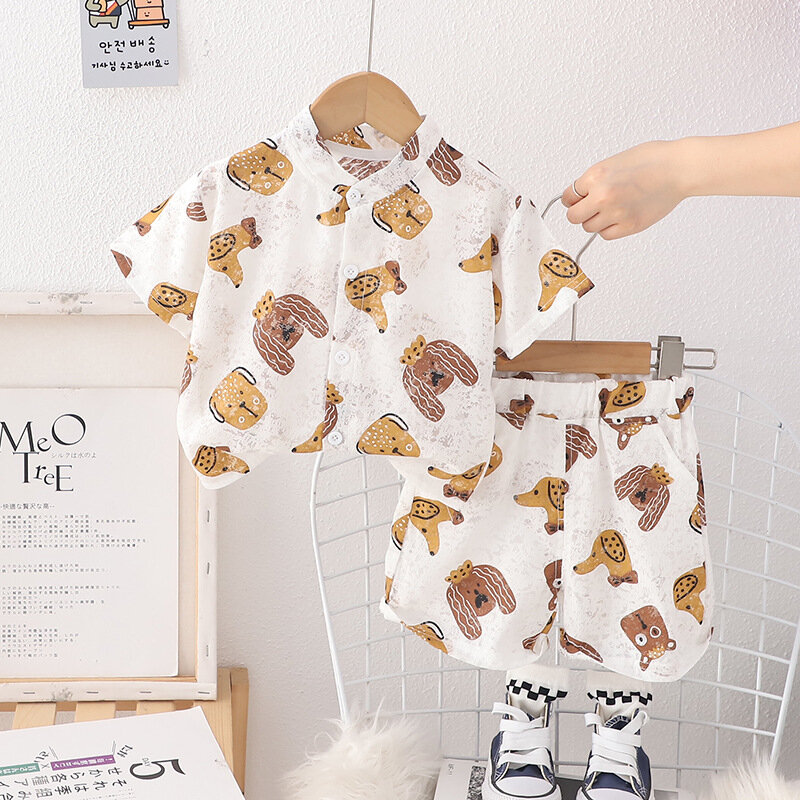 New Summer Baby Clothes Suit Children Cartoon Shirt Shorts 2Pcs/Sets Toddler Boys Clothing Infant Casual Costume Kids Sportswear