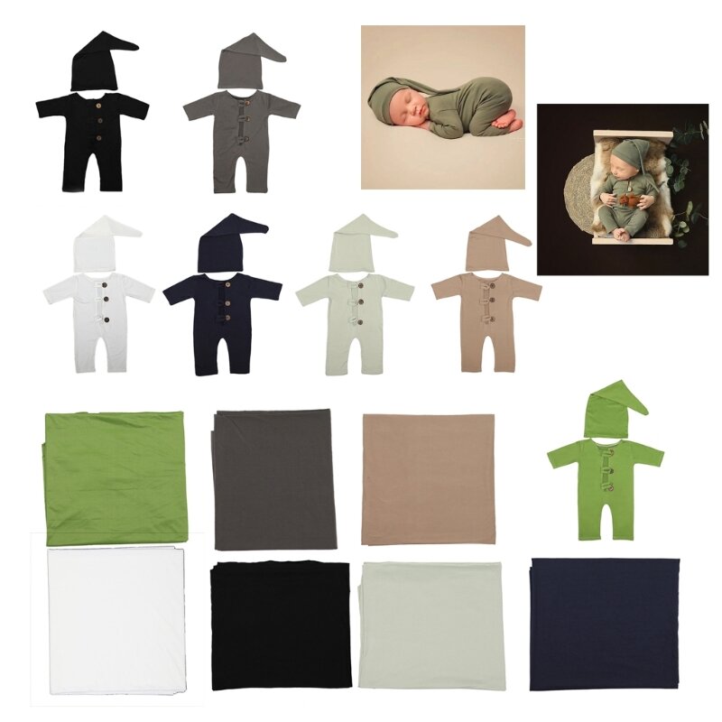 Adereços para fotos infantis Roupas para fotografia Calças Chapéu Cobertor de banho para recém-nascido