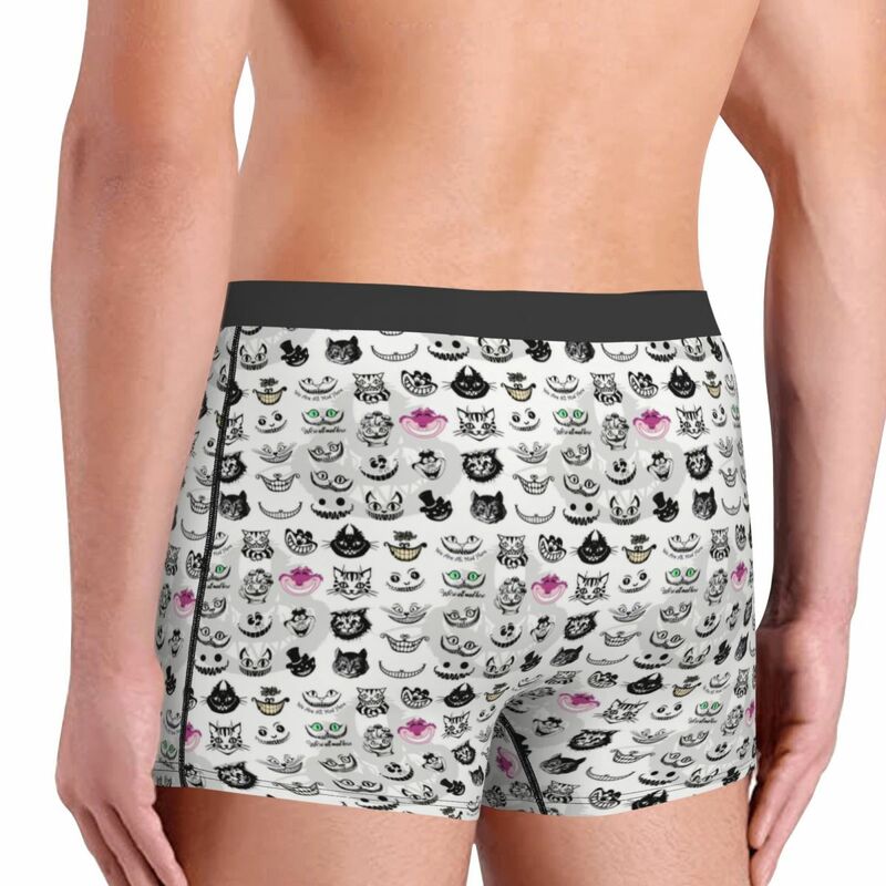 Disney Cheshires Cat Boxer Shorts For Homme 3D Printed We're All Mad Here Underwear Panties Briefs Stretch Underpants