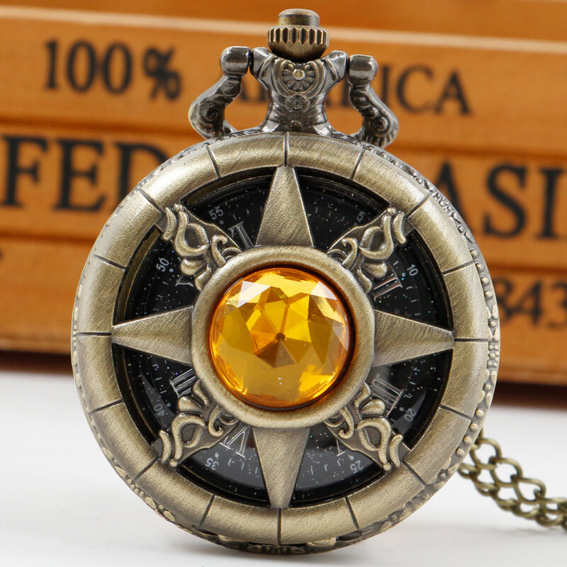 Relógio de bolso feminino de quartzo oco, colar Steampunk, FOB, presentes vintage, Dropshipping