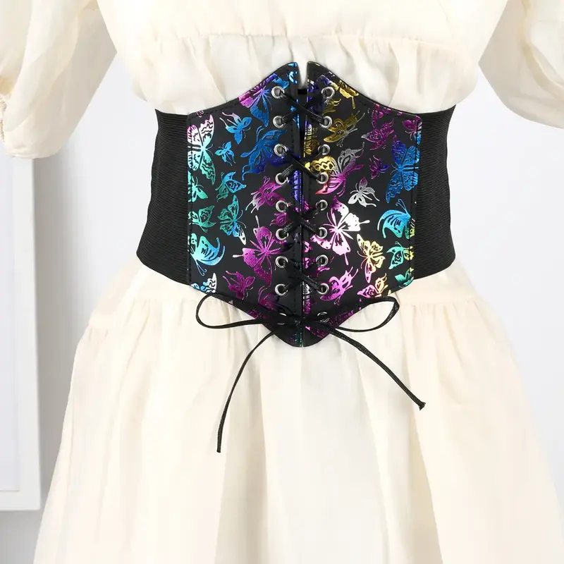 Gaun dekorasi serbaguna musim panas, mantel setelan Barat pita penyegel pinggang lebar, sabuk pinggang elastis longgar