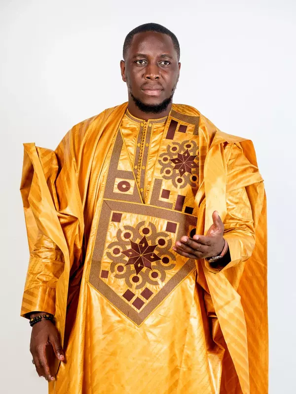Pakaian Afrika untuk pria Bazin Riche desain bordir atasan lengan panjang