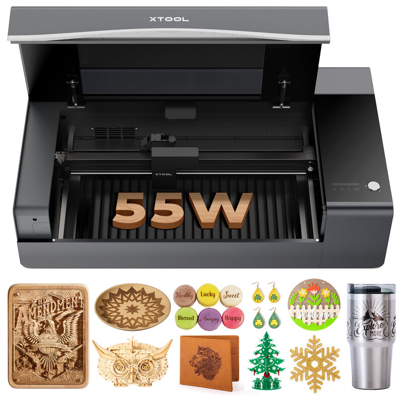 xTool P2 55W Desktop CO2 Laser Cutter Desktop Cutting Machine with Dual 16MP Cameras (Please check the bundle for more options)