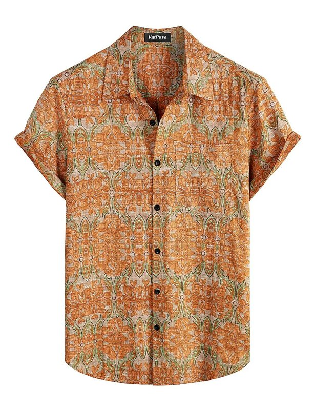 Blusa vocacional de lapela masculina, camisas havaianas respiráveis casuais estampadas em 3D, tops de praia de manga curta, moda verão
