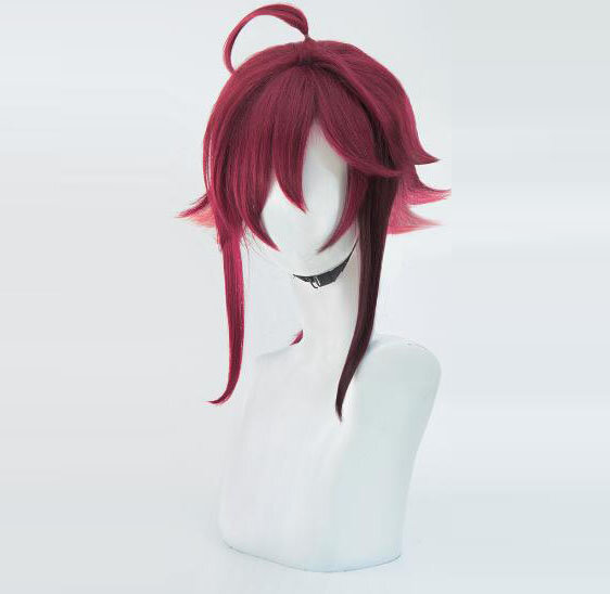Shikanoin Heizou parrucca Cosplay gioco Genshin Impact parrucca sintetica in fibra Cosplay capelli corti rossi scuri
