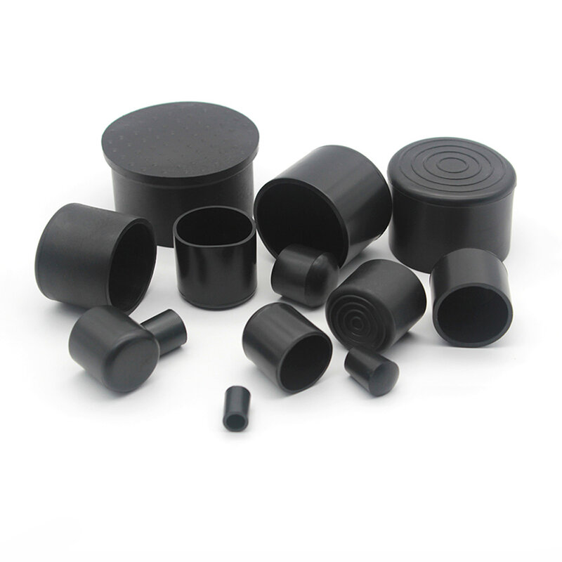 Black Round Rubber Chair Leg Caps, Pés Móveis Pipe, Tubing End Cover, Socks Plug, Floor Protection Pad, 6mm, 8mm, 10mm, 12mm, 63mm, 4Pcs