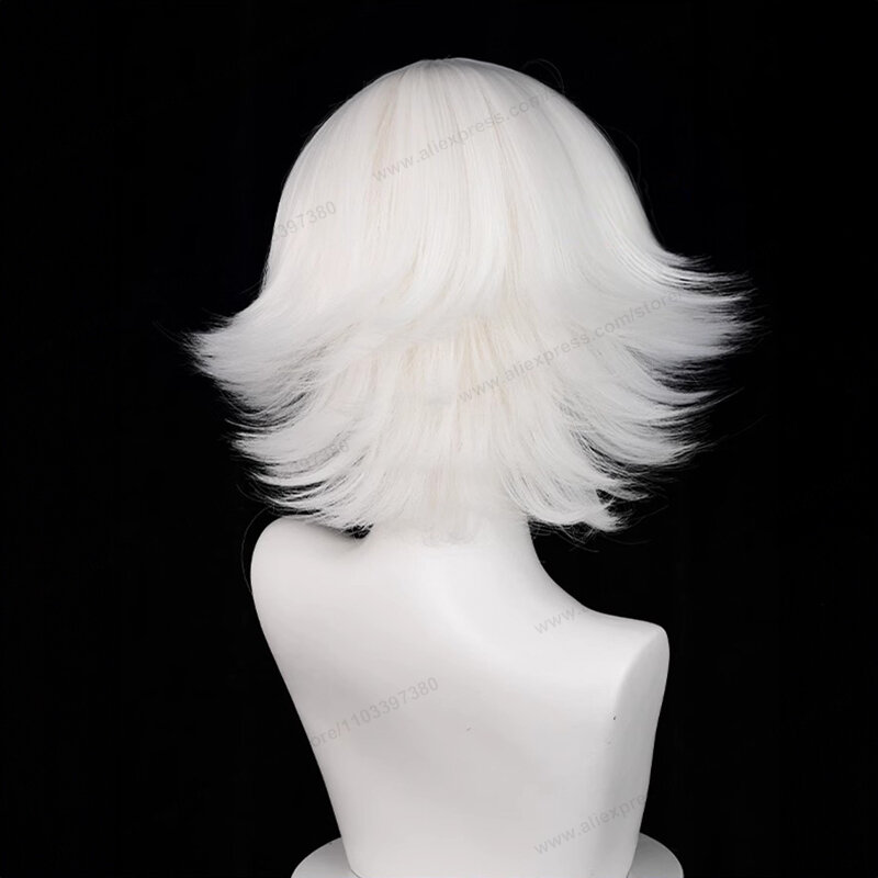 Anime Mi Zu Ki peruka do cosplay 33cm krótkie czyste białe włosy żaroodporne peruki syntetyczne