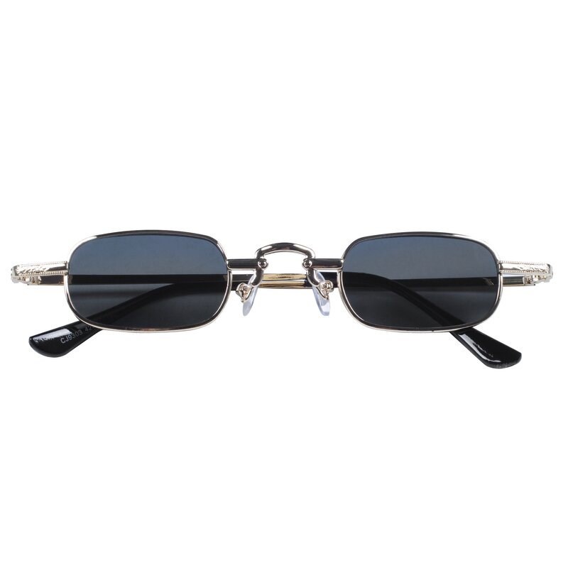 Retro Punkbril Doorzichtige Vierkante Zonnebril Vrouw Retro Metaal-Zwart Grijs & Goud