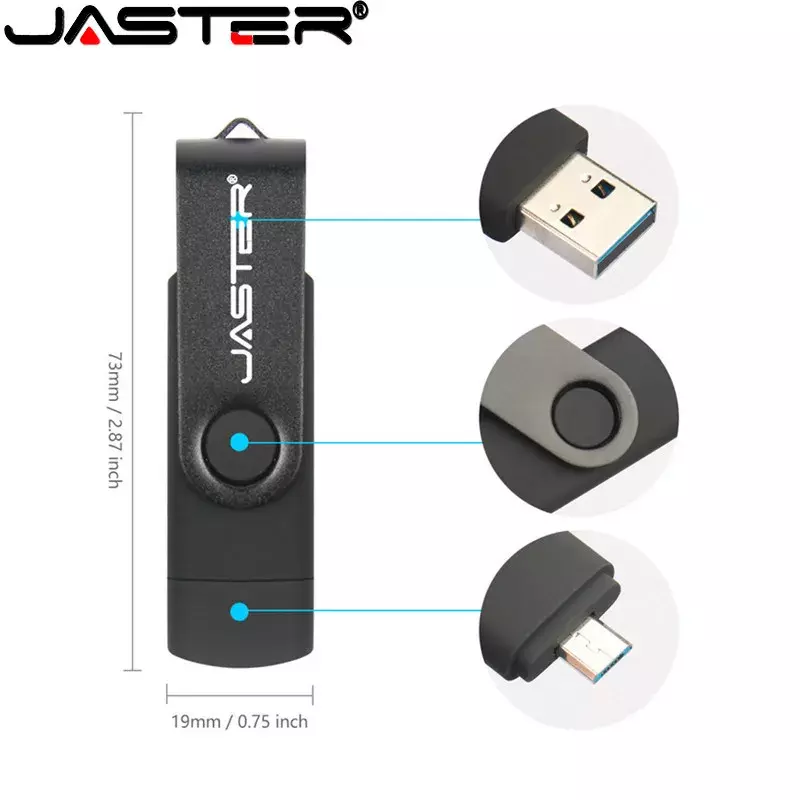 JASTER Custom Logo OTG 2.0 USB Flash Drive 32GB 64GB USB Stick Pen Drive High Speed Pendrive for Smart Phone/Laptop Type-c gifs