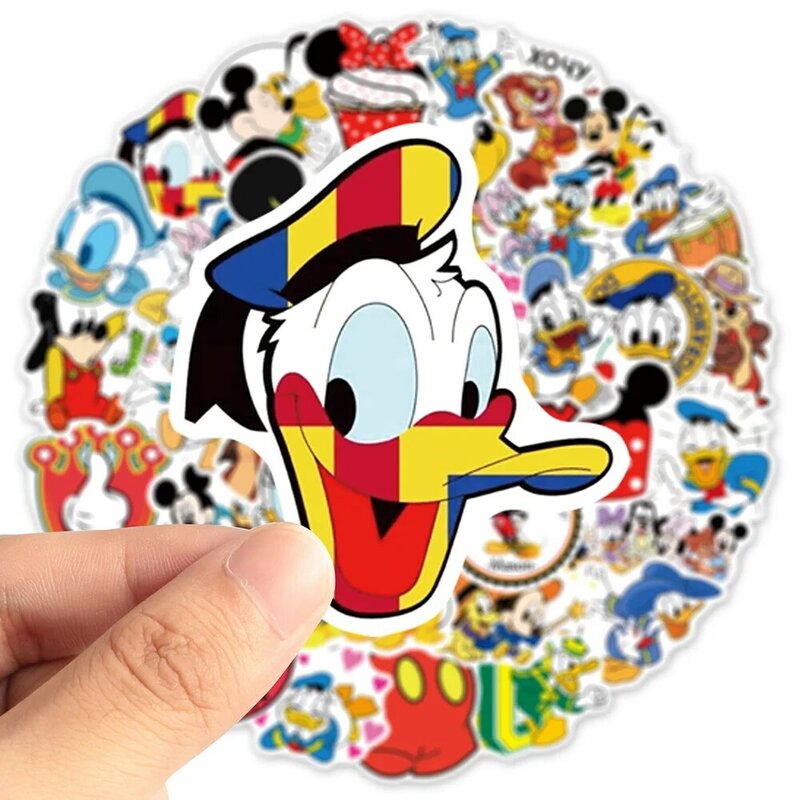 10/30/50 buah stiker gambar Anime Miki Mouse Donal Bebek stiker kartun Disney casing ponsel DIY stiker grafiti Laptop Notebook