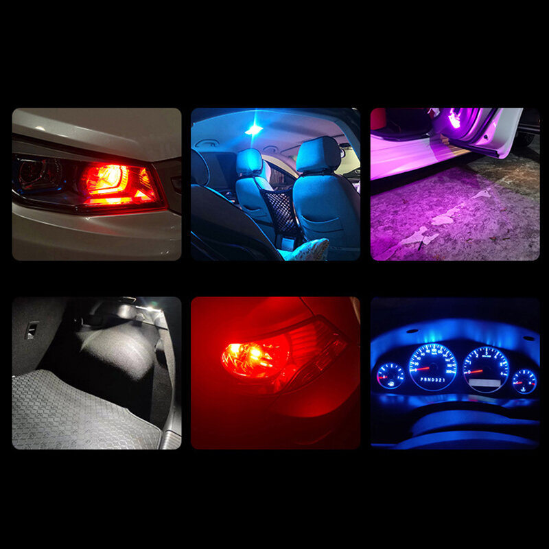 Car LED T10 W5W Canbus Glass COB 6000k Reading Dome Lamp Marker Wedge License PlateLight Bulb 168 194 192 DC 12V bianco blu rosso