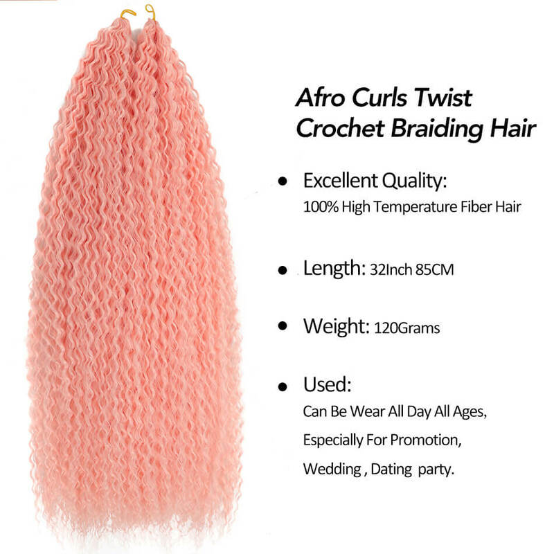 Lange 30 Inch Synthetische Afro Kinky Curly Haak Vlechten Haar 120Gram Ombre Vlechten Hair Extensions Roze Paars Haar Voor Vrouwen