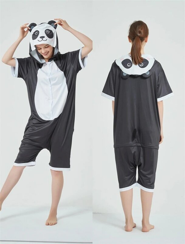 Pijama animal cartoon traje para adultos e crianças, pijamas, Onesies, manga curta, camisola extravagante, lingerie casual, Homewear