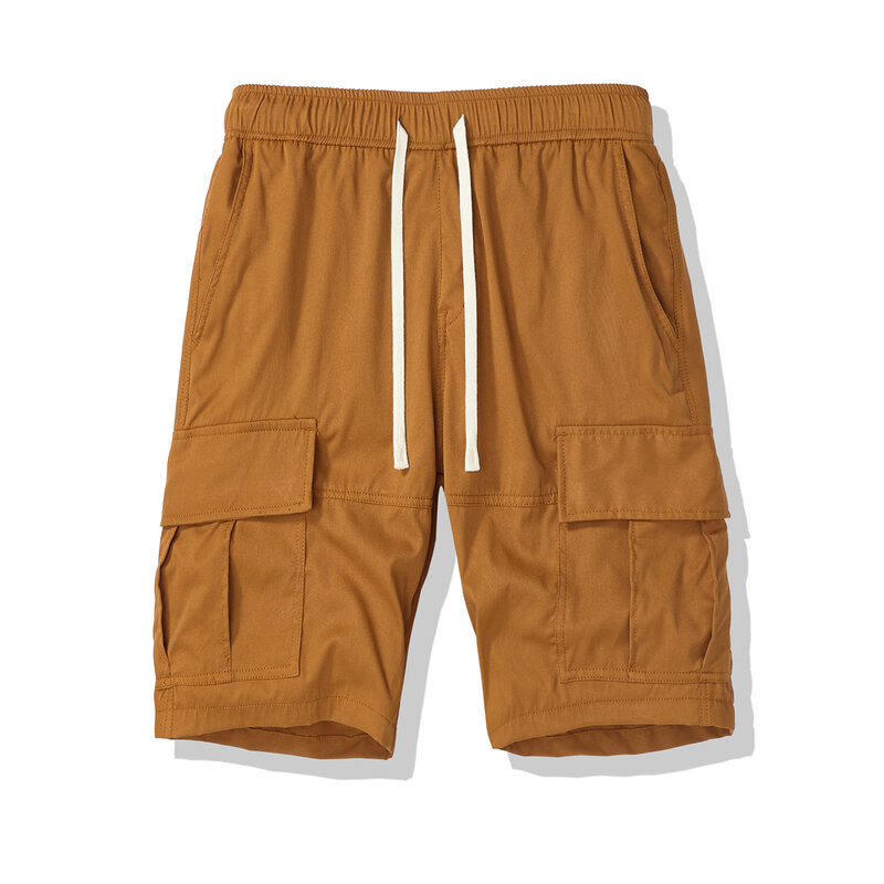 Pantalones cortos de carga con múltiples bolsillos para hombre, Shorts militares tácticos de ajuste relajado para exteriores, transpirables, color negro sólido, Verano