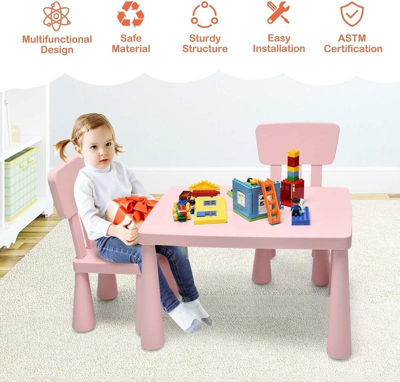 Costzon - Kids Table and Children Activity Table for Reak Time, Arts Crafts, Preschool, Kindergarten  Playroom, Easy Clean