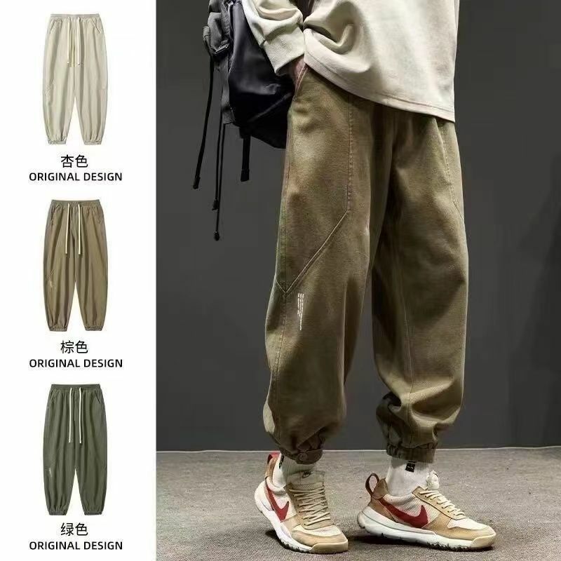 Pantalones Cargo sueltos para hombre, ropa de trabajo de alta calidad, de algodón, informal, talla grande, Color sólido, D15, novedad
