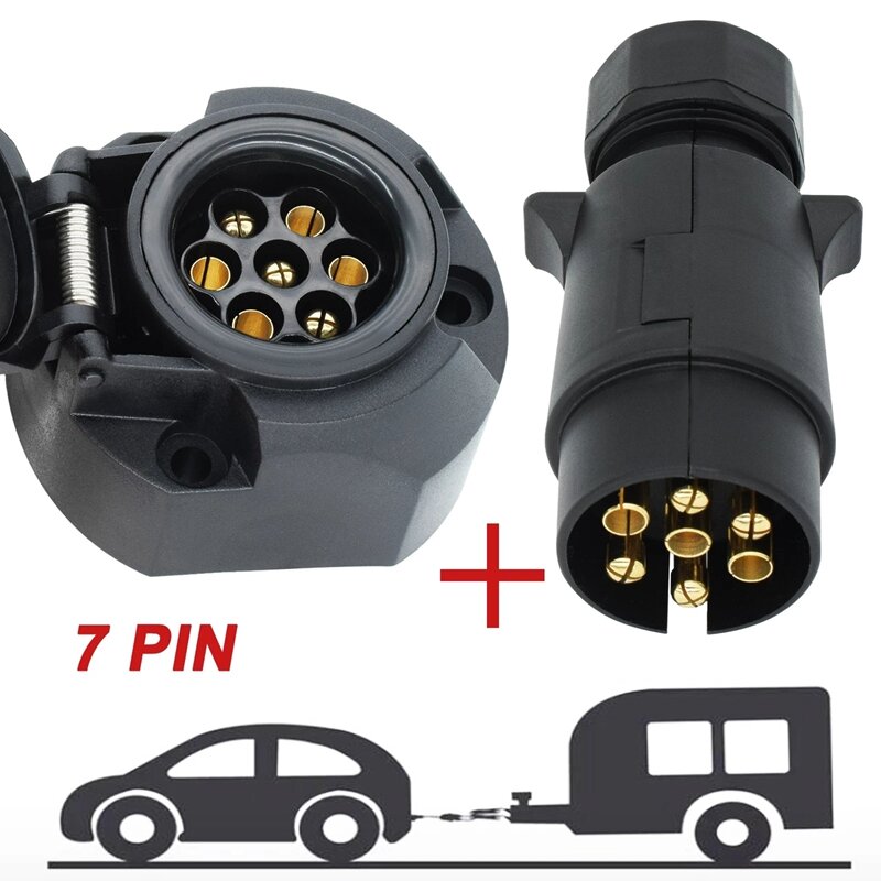 7 Pin European Trailer Socket+Plug Tow Bar Connector Adapter For Car RV Truck Boat Caravans Transfer Signal Adapter 12V