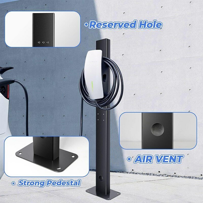 EV Charging Holder Pedestal Stand Evse Pillar Stand Easy to Install for Tesla Durable EV Charging Mounting Pole Aluminum Alloy