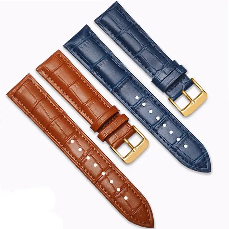 Genuine Leather Watchbands 16mm 18mm 20mm 22mm 24mm Watch Band Strap Steel Pin buckle High Quality Wrist Belt Bracelet + Tool
