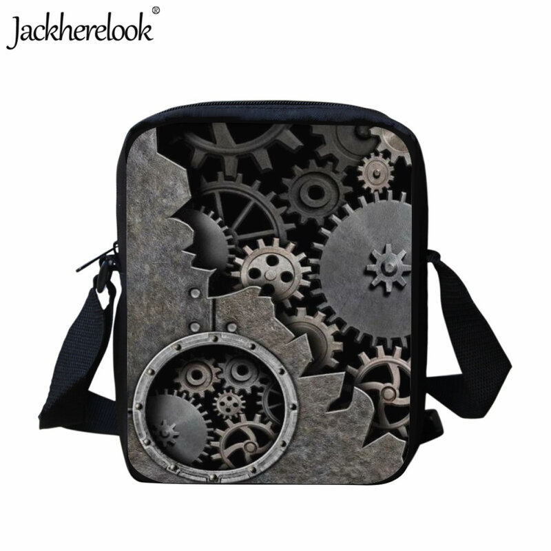 Jackherelook-Bolso escolar de pequeña capacidad para estudiantes, bolsa de hombro con estampado de patrón de engranajes, herramientas mecánicas, novedad
