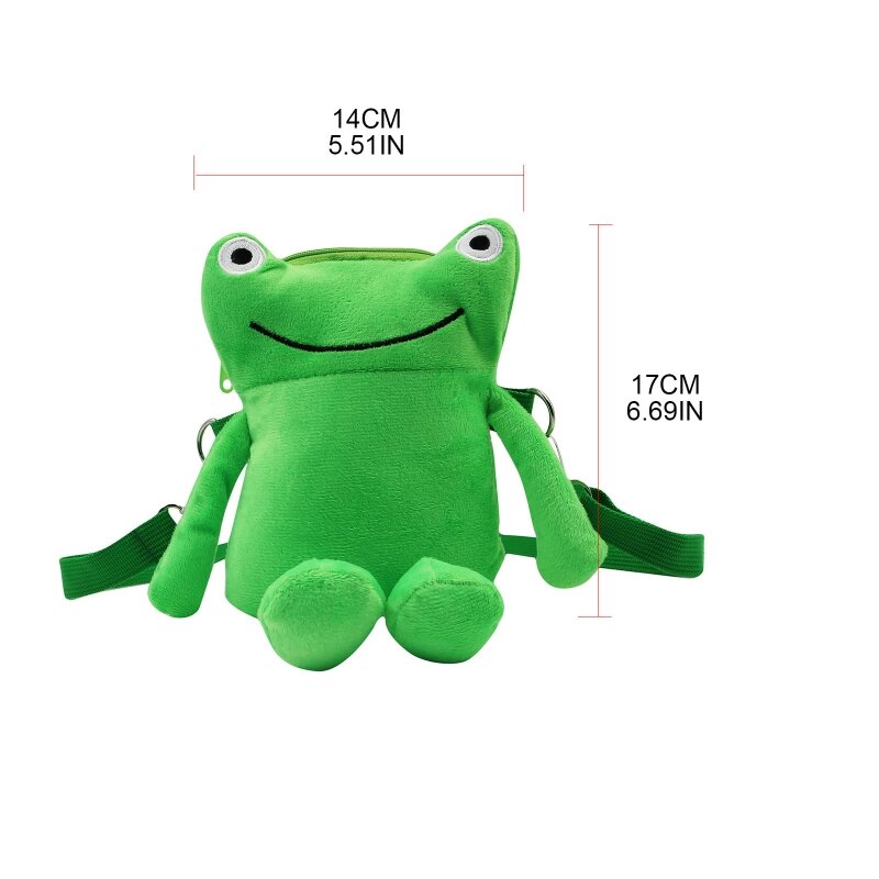 Плюшевая сумка, милая зеленая сумка через плечо с лягушкой, сумка через плечо с рисунком для куклы, сумка-мессенджер для C