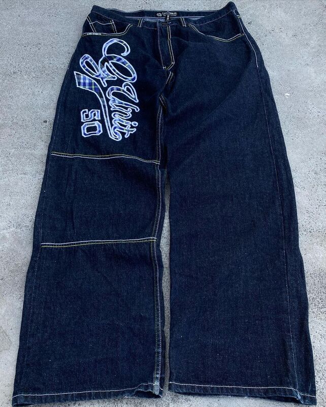 Amerykańska ulica napis na plakietce jeansy męskie w stylu Vintage Hip-hop luźne spodnie z prosta szeroka nogawkami 2024 nowe modne dżinsy typu Y2K w stylu Harajuku Unisex