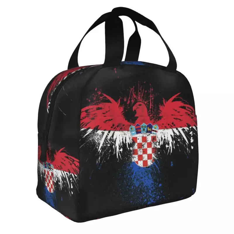 Bolsas de almuerzo con aislamiento térmico de la bandera de Croacia para mujer, bolso de almuerzo portátil patriótico de Croacia para la escuela, caja Bento de comida al aire libre