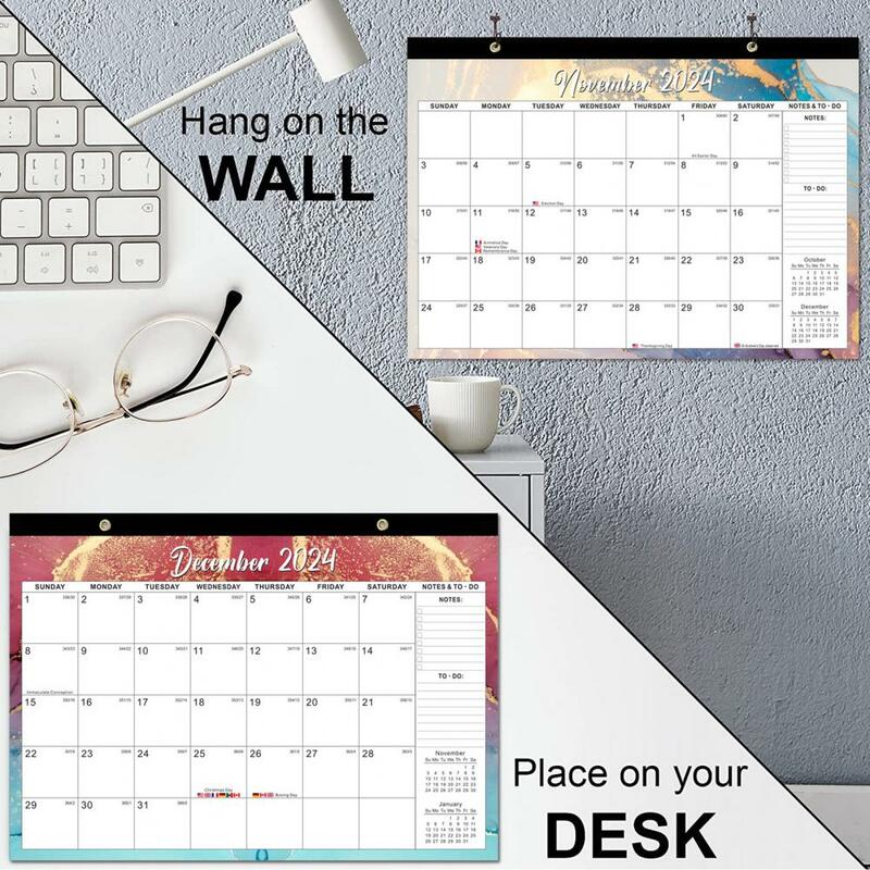 Calendário de parede para Inglês, Durable, Easy-to-Read, 18-month Desktop Calendar, organizacional, 2024.1-2025.6