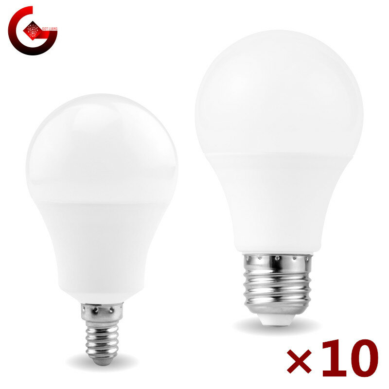 Lâmpada LED branca fria e quente, E27, E14, 20W, 18W, 15W, 12W, 9W, 6W, 3W, AC 220V, spotlight Iluminação Lâmpada, 10Pcs Lot