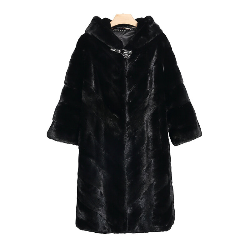 Mink Patty Cruz casaco para mulheres, casaco de grama de pele de vison inteiro, Pet Powder, inverno, casaco espesso, 2023