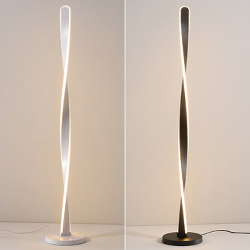 Lámpara de pie moderna con atenuación remota para sala de estar, iluminación LED de aluminio acrílico con forma de espiral, soporte interior, decoración de dormitorio, 2022