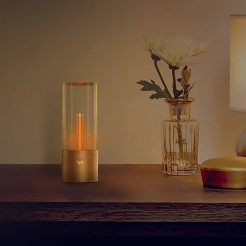Yeelight ชาร์จเทียนสีเหลือง Nightstand โคมไฟสำหรับห้องนอนห้องนั่งเล่นเดทเดทบรรยากาศแสง